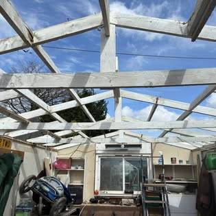 Garage roof replacement — work in progress